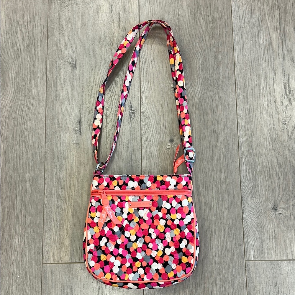 Vera Bradley Pink and Red Crossbody Bag with Geometric Pattern